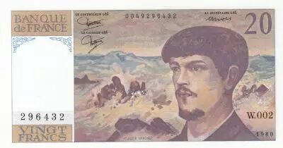 France 20 Francs - Debussy - 1980 - Serial W.002