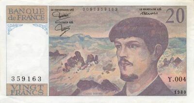 France 20 Francs - Debussy - 1980 - Serial Y.004