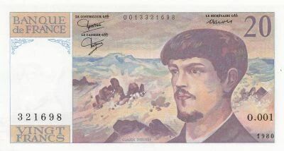 France 20 Francs - Debussy - 1980 - S�rie O.001