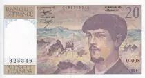 France 20 Francs - Debussy - 1981 - Serial O.008 - P.151