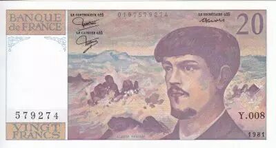France 20 Francs - Debussy - 1981 - Serial Y.008 - P.151
