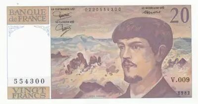 France 20 Francs - Debussy - 1982 - Serial V.009