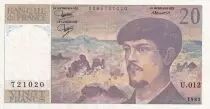 France 20 Francs - Debussy - 1983 - Serial U.012