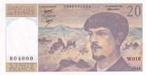 France 20 Francs - Debussy - 1986 - Serial W.016 - P.151