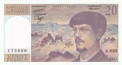 France 20 Francs - Debussy - 1987 - Serial A.022