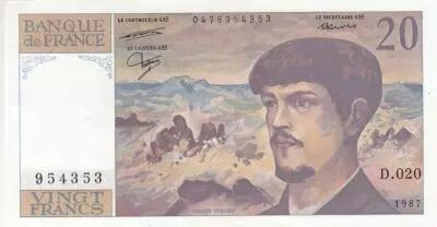 France 20 Francs - Debussy - 1987 - Serial D.020