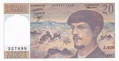 France 20 Francs - Debussy - 1987 - Serial J.020 - P.151