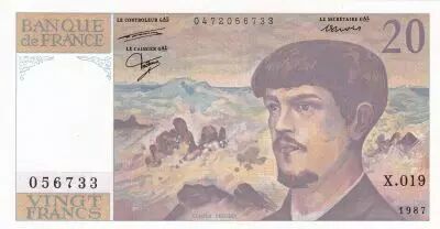 France 20 Francs - Debussy - 1987 - Serial X.019