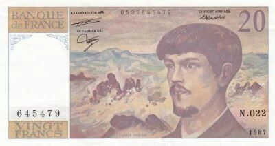 France 20 Francs - Debussy - 1987 - Series N.022