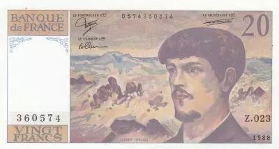 France 20 Francs - Debussy - 1988 - Serial Z.023