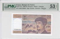 France 20 Francs - Debussy - 1989 - Serial A.026  - PMG 53 EPQ