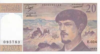France 20 Francs - Debussy - 1989 - Serial E.024 - P.151