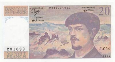 France 20 Francs - Debussy - 1989 - S�rie J.024