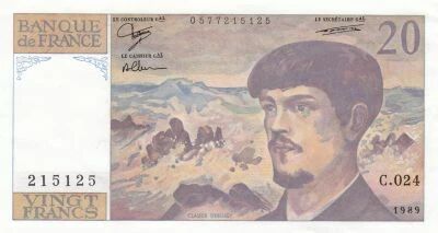 France 20 Francs - Debussy - 1989 - Series C.024