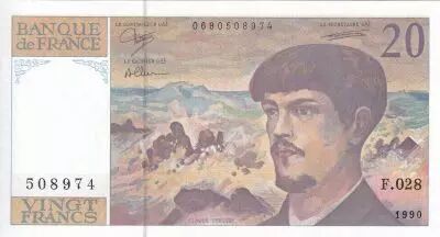 France 20 Francs - Debussy - 1990 - Serial F.028 - P.151