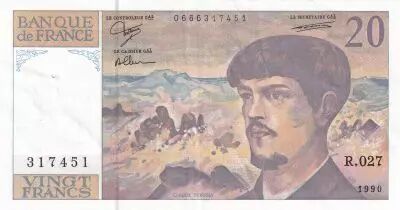 France 20 Francs - Debussy - 1990 - S�rie R.027