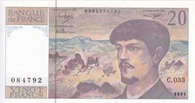 France 20 Francs - Debussy - 1991 - Serial C.033 - P.151