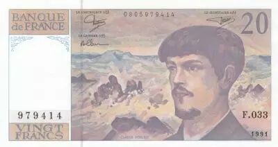 France 20 Francs - Debussy - 1991 - Serial F.033