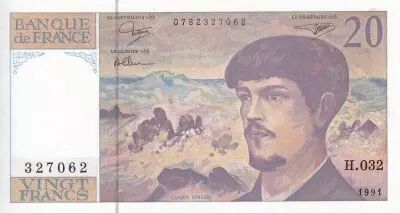 France 20 Francs - Debussy - 1991 - Serial H.032 - P.151