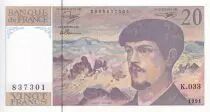 France 20 Francs - Debussy - 1991 - Serial K.033 - P.151