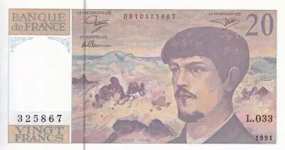 France 20 Francs - Debussy - 1991 - Serial L.033 - P.151