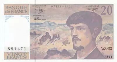 France 20 Francs - Debussy - 1991 - S�rie W.032