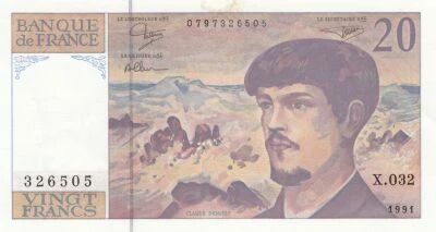 France 20 Francs - Debussy - 1991 - S�rie X.032