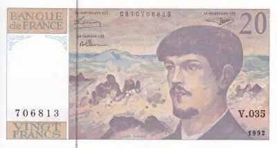France 20 Francs - Debussy - 1992 - Serial V.035 - P.151