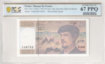 France 20 Francs - Debussy - 1992 - Serial X.036 - PCGS 67 PPQ