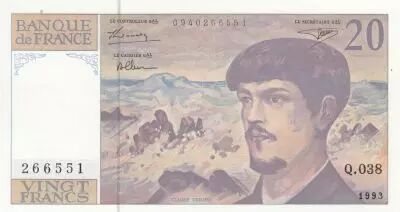 France 20 Francs - Debussy - 1993 - Serial Q.038