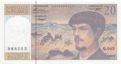 France 20 Francs - Debussy - 1993 - S�rie Q.045