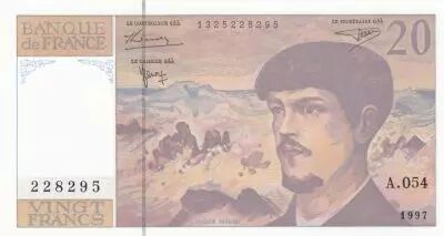 France 20 Francs - Debussy - 1997 - Serial A.054