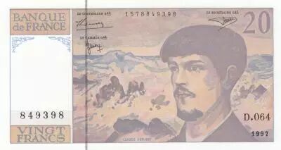 France 20 Francs - Debussy - 1997 - Serial D.064
