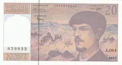 France 20 Francs - Debussy - 1997 - Serial J.064