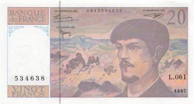 France 20 Francs - Debussy - 1997 - Serial L.061