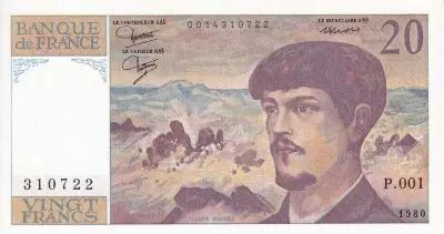 France 20 Francs - Debussy - 1997 - Serial P.001 - P.151