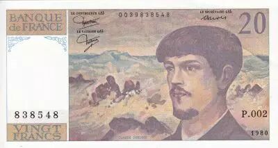 France 20 Francs - Debussy - 1997 - Serial P.002 - P.151