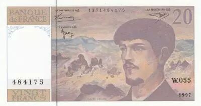 France 20 Francs - Debussy - 1997 - Serial W.055