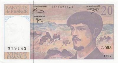 France 20 Francs - Debussy - 1997 - S�rie J.053