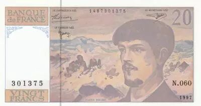 France 20 Francs - Debussy - 1997 - S�rie N.060 - Faut�