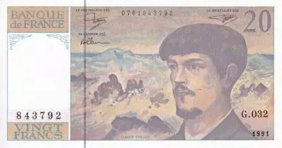 France 20 Francs - Debussy - Serial G.032 - 1990 - UNC - P.151