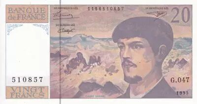 France 20 Francs - Debussy - Serial G.047 - 1995 - UNC - P.151
