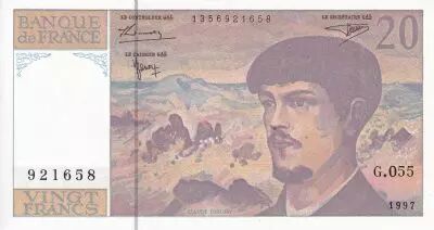 France 20 Francs - Debussy - Serial G.055 - 1997 - UNC - P.151