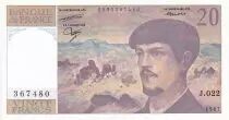 France 20 Francs - Debussy - Serial J.022 - 1987 - UNC - P.151