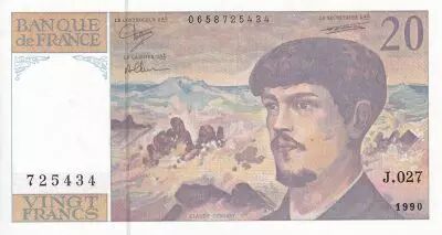 France 20 Francs - Debussy - Serial J.027 - 1990 - UNC - P.151