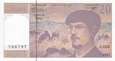 France 20 Francs - Debussy - Serial J.052 - 1997 - UNC - P.151