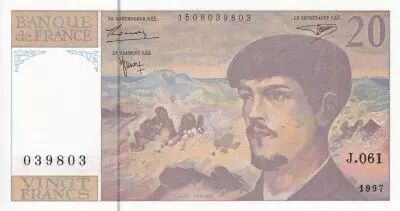 France 20 Francs - Debussy - Serial J.061 - 1997 - UNC - P.151
