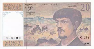 France 20 Francs - Debussy - Serial O.028 - 1990 - UNC - P.151