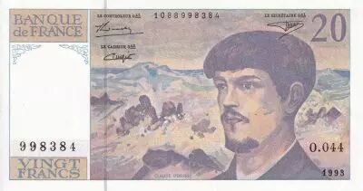 France 20 Francs - Debussy - Serial O.044 - 1993 - UNC - P.151