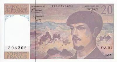 France 20 Francs - Debussy - Serial O.061 - 1997 - UNC - P.151